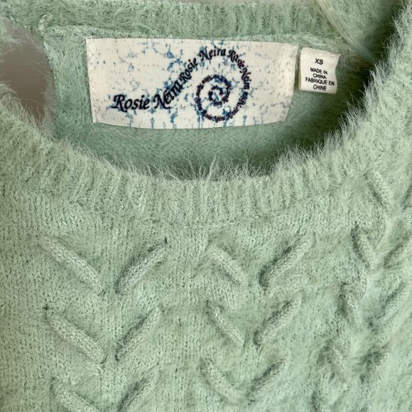 Anthropologie Rosie Neira Aubade Crew Neck Sweater Size XS Mint Green - Picture 5 of 12